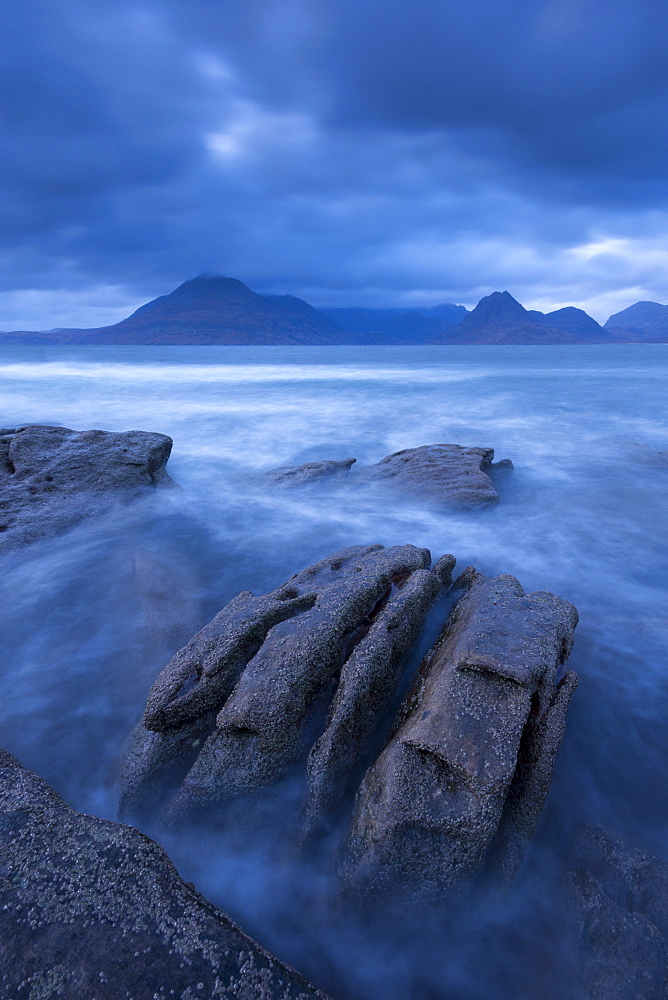 The Cuillin mountains from the shores of Elgol, Isle of Skye, Inner Hebrides, Scotland, United Kingdom, Europe 