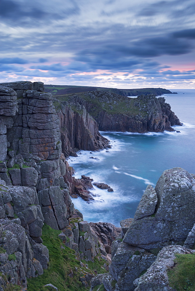 Magnificent granite cliffs from Pordenack Point, Land's End, Cornwall, England, United Kingdom, Europe 