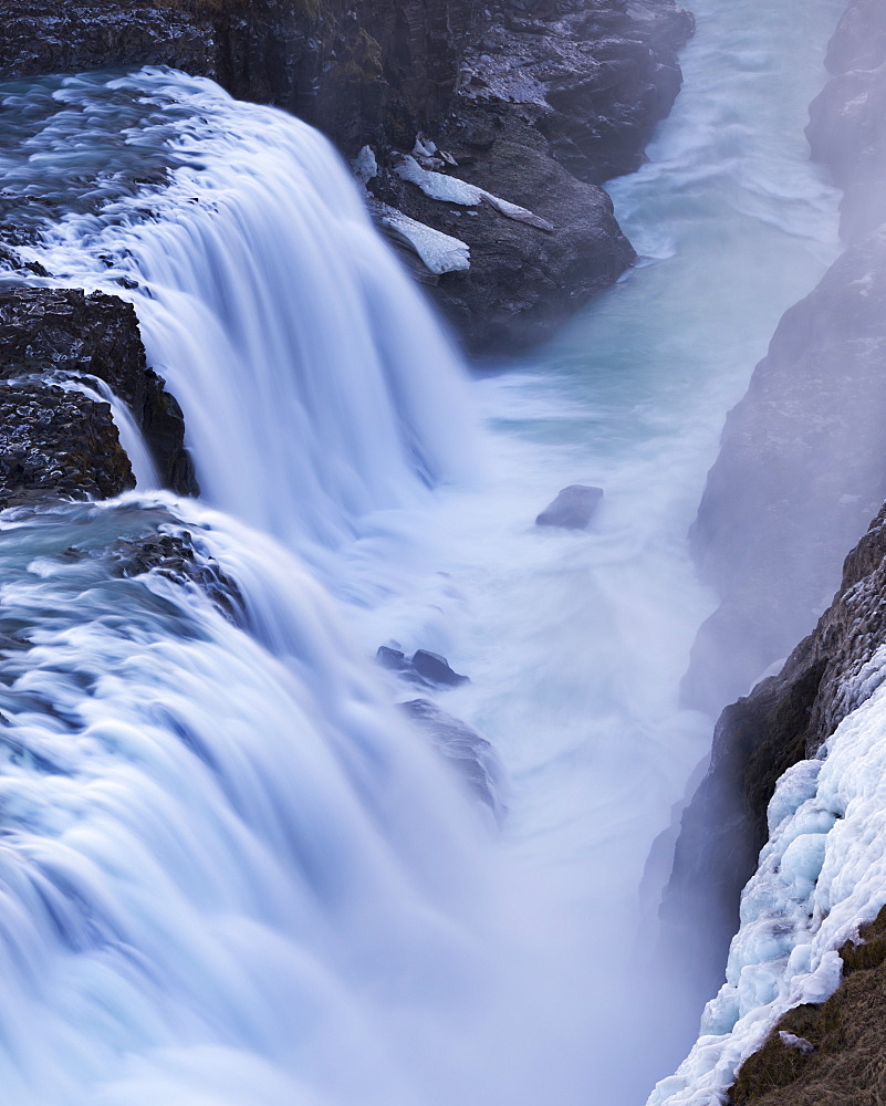 Raging Gullfoss Waterfall in Iceland, Polar Regions 