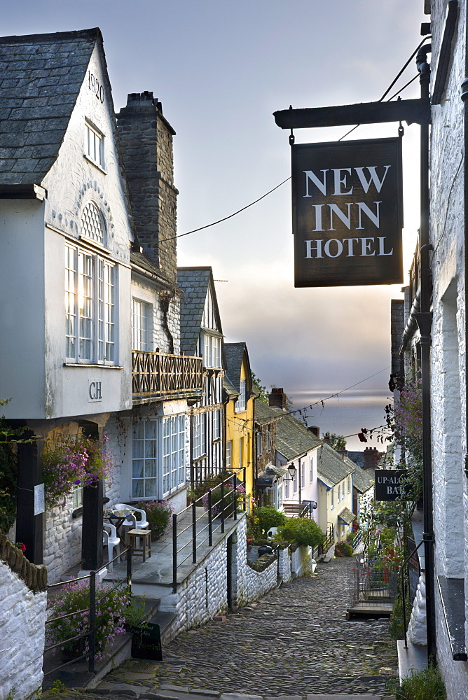 Cobbled streets of Clovelly in North Devon, England, United Kingdom, Europe