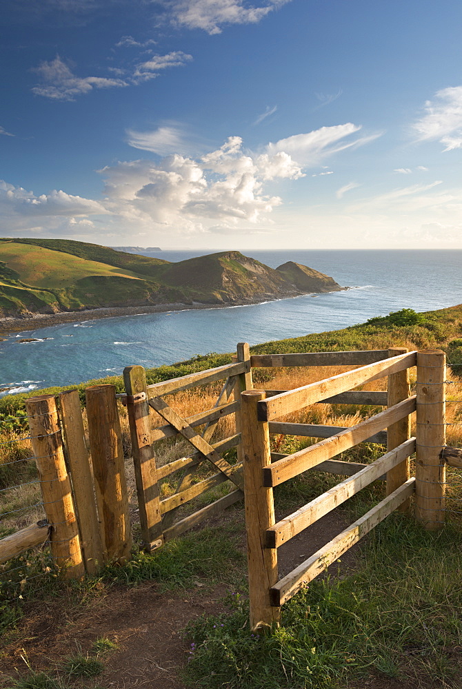 Kissing gate on the South West Coast Path near Crackington Haven, Cornwall, England, United Kingdom, Europe 