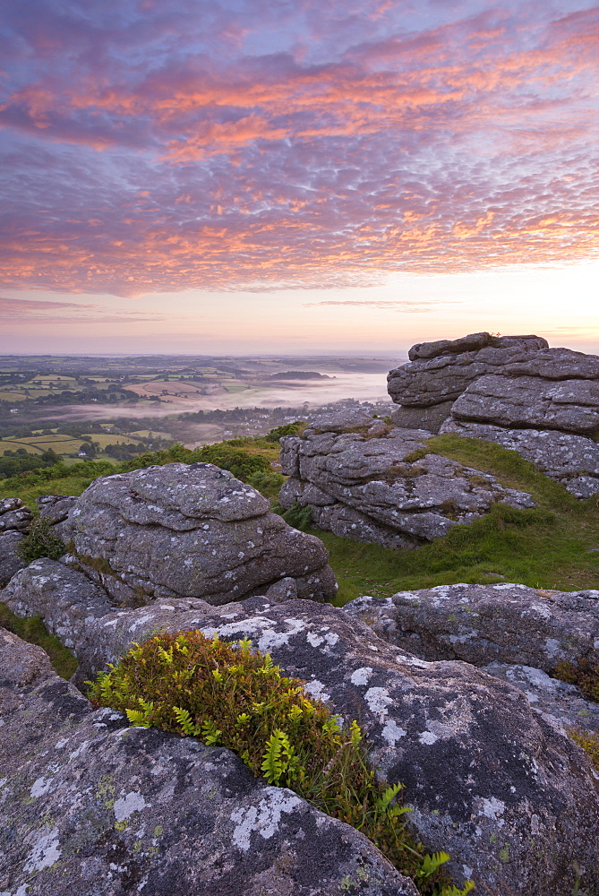 Beautiful sunrise over Dartmoor, photographed from Meldon Hill, Devon, England, United Kingdom, Europe