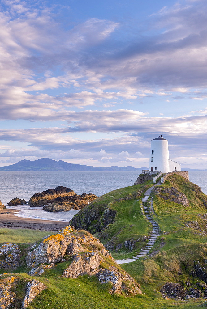 Twr Mawr lighthouse on Llanddwyn Island in Anglesey, North Wales, United Kingdom, Europe