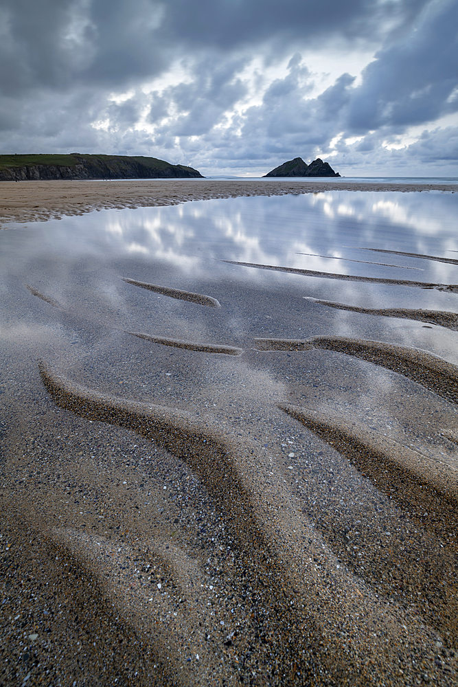 Sand patterns on the beach at Holywell Bay, Cornwall, England, United Kingdom, Europe