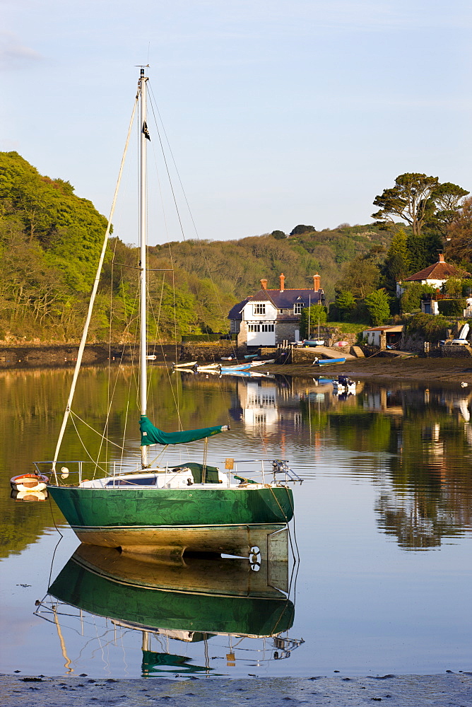 Tranquil early morning scenes on the River Yealm estuary at Newton Ferrers and Noss Mayo, South Hams, Devon, England, United Kingdom, Europe