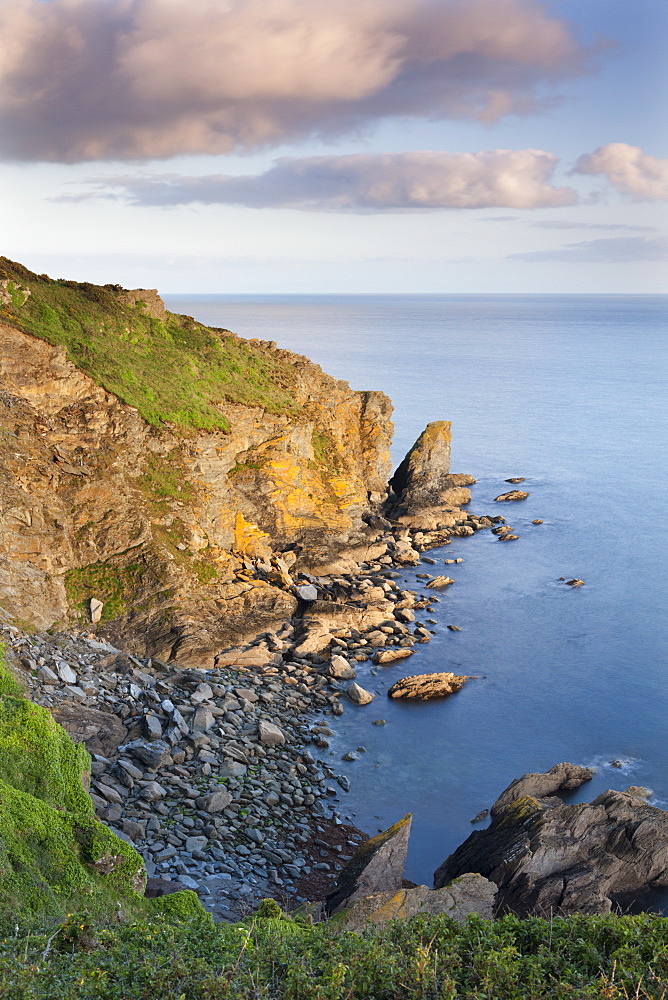 Rocky cove on The Dodman near Boswinger, South Cornwall, England, United Kingdom, Europe