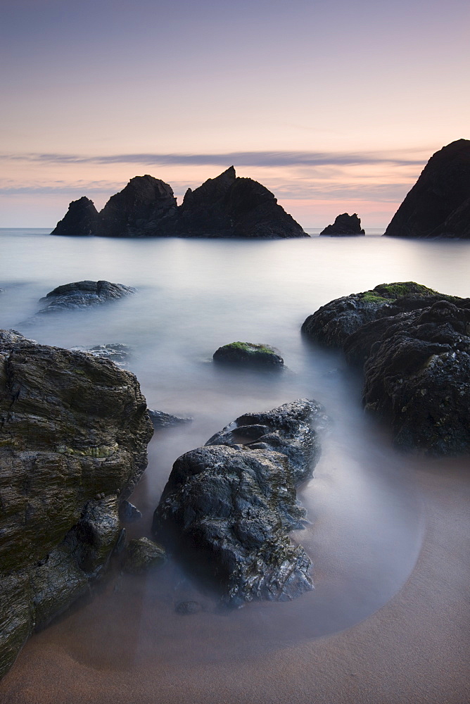 Twilight at Soar Mill Cove on the South Hams, Devon, England, United Kingdom, Europe