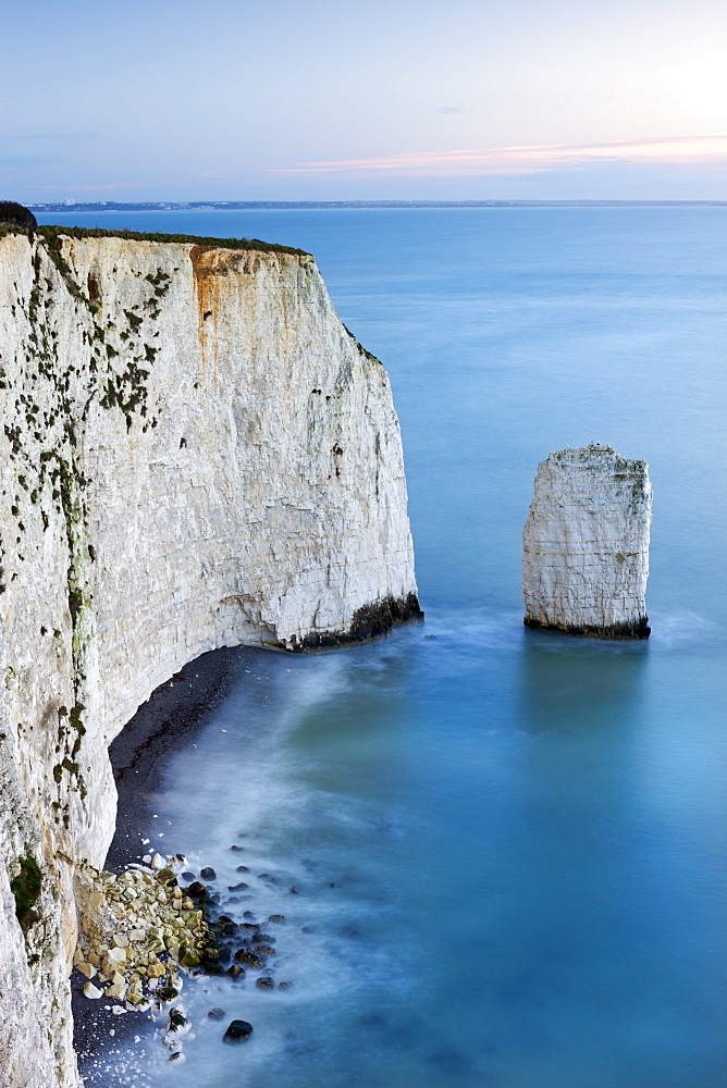 Chalk Cliffs and Sea Stack at South Haven Point, near Old Harry Rocks, Ballard Down, Jurassic Coast, UNESCO World Heritage Site, Dorset, England, United Kingdom, Europe