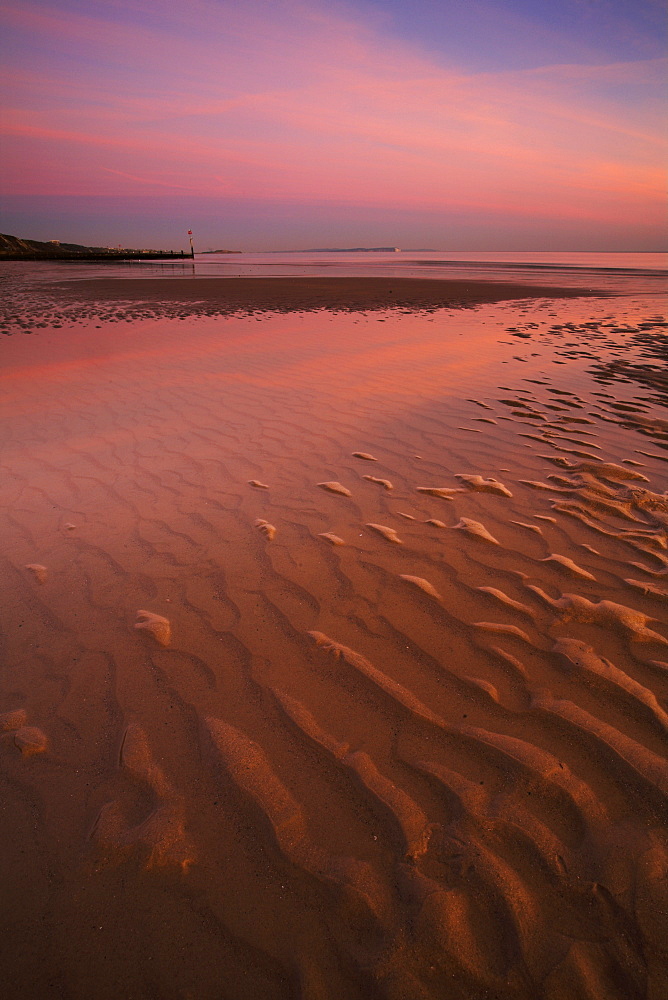 Shallow pools of water on the beach at Bournemouth, Dorset, England, United Kingdom, Europe