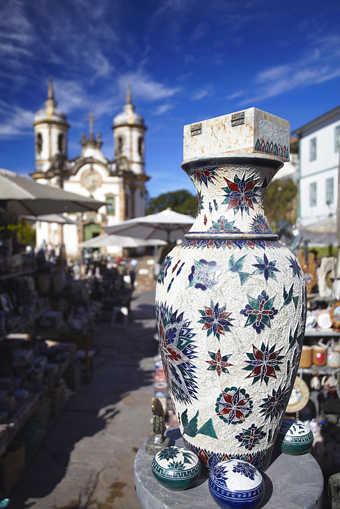 Ceramic pot at market, Ouro Preto, UNESCO World Heritage Site, Minas Gerais, Brazil, South America 