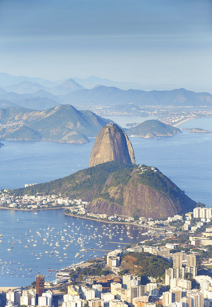 View of Sugar Loaf Mountain (Pao de Acucar) and Botafogo Bay, Rio de Janeiro, Brazil, South America 