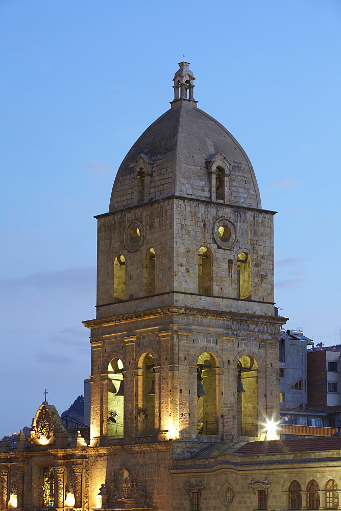 San Francisco Church at dusk, La Paz, Bolivia, South America