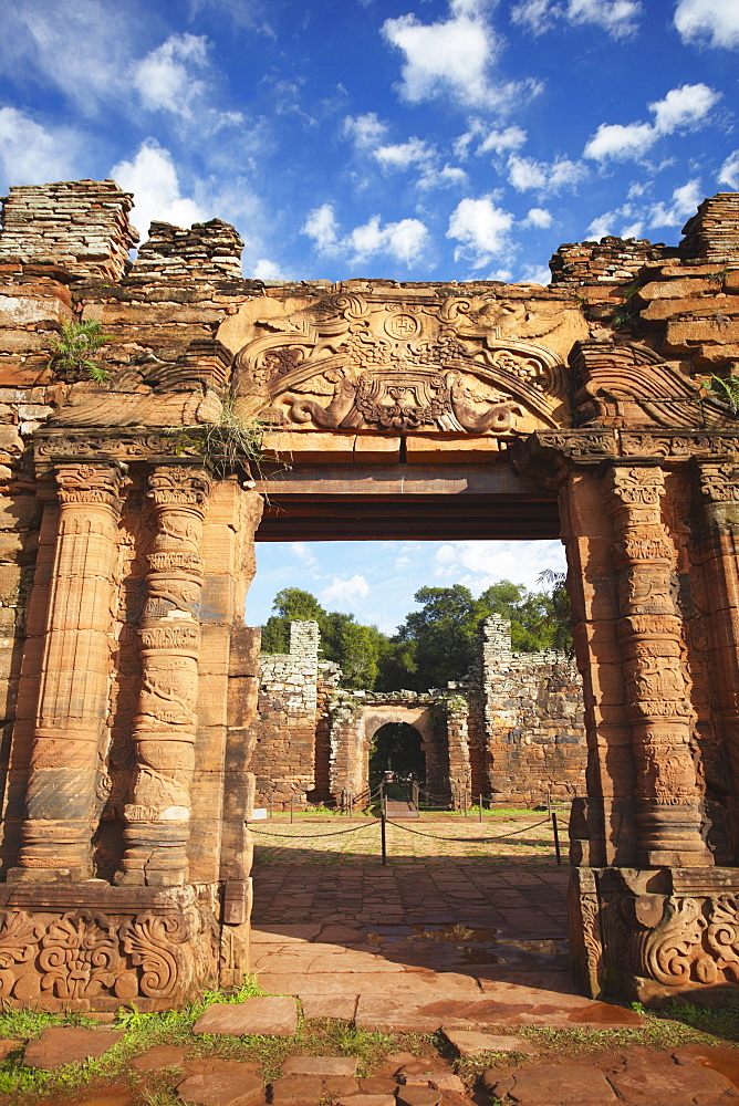 Ruins of mission at San Ignacio Mini, UNESCO World Heritage Site, Misiones, Argentina, South America