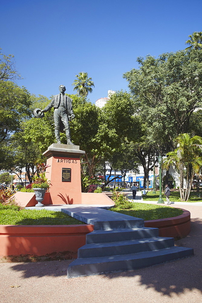 Statue of Jose Gervasio Artigas in Plaza Uruguaya, Asuncion, Paraguay, South America