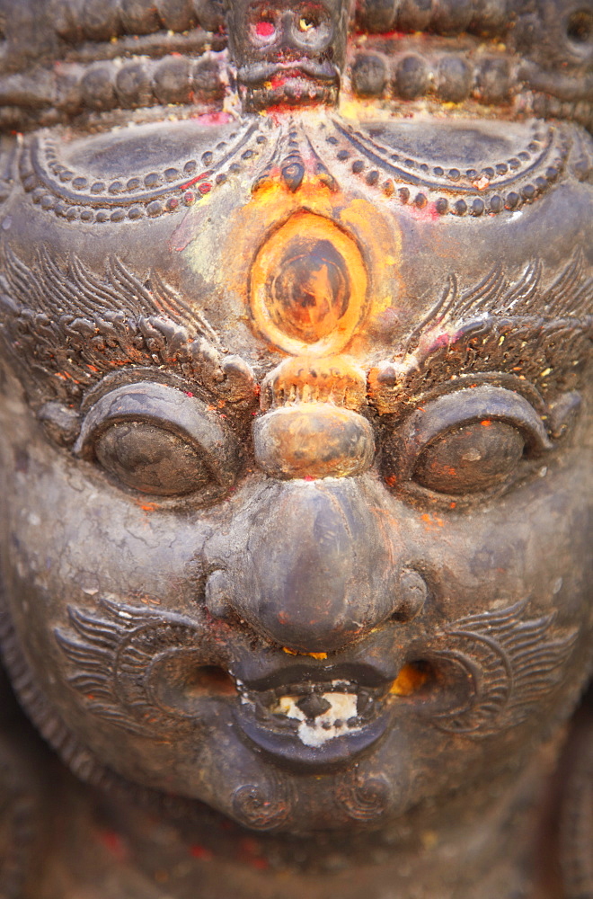 Statue at Swayambhunath Stupa, UNESCO World Heritage Site, Kathmandu, Nepal, Asia