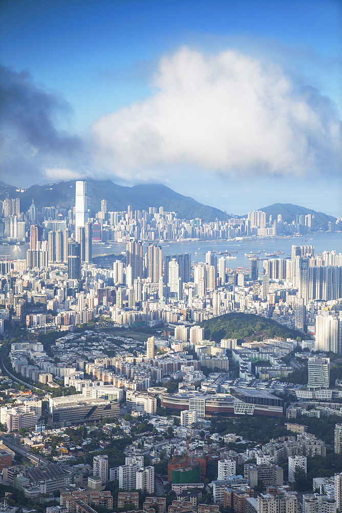 View of Kowloon and Hong Kong Island, Hong Kong, China, Asia