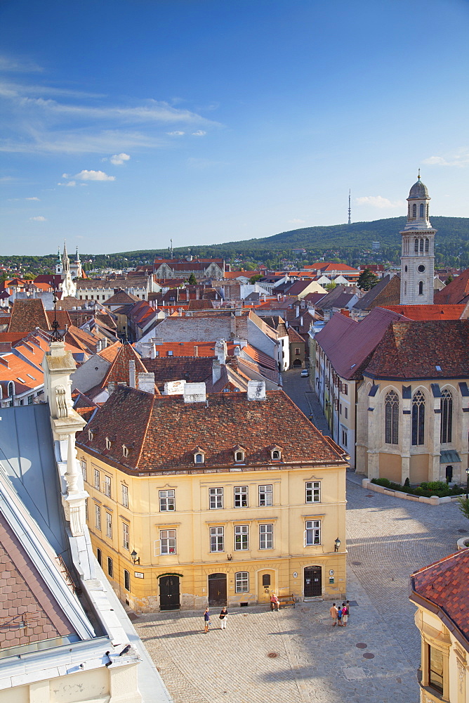 View of Main Square, Sopron, Western Transdanubia, Hungary, Europe