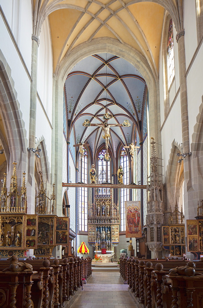 Interior of Basilica of St. Egidius, Bardejov, UNESCO World Heritage Site, Presov Region, Slovakia, Europe 