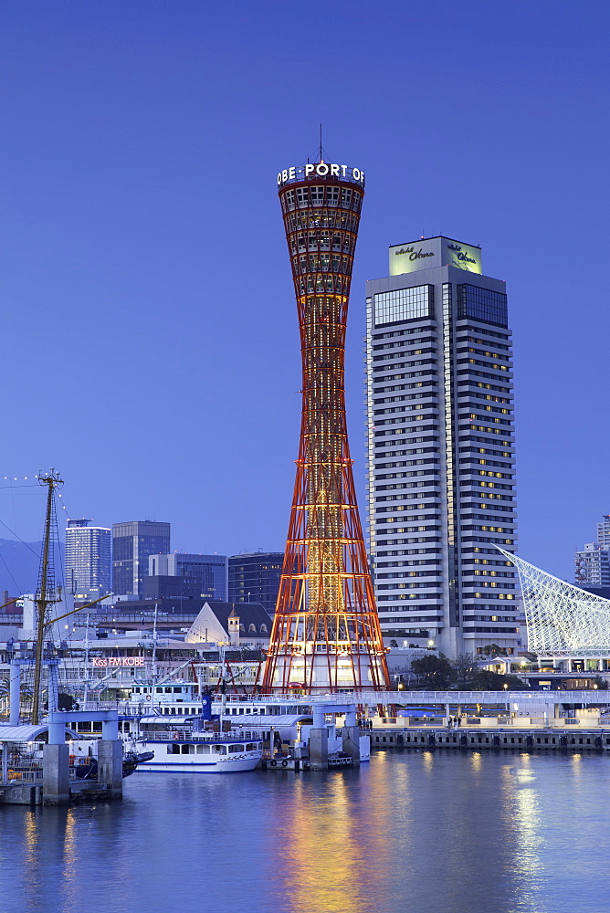 Port Tower at dusk, Kobe, Kansai, Japan, Asia