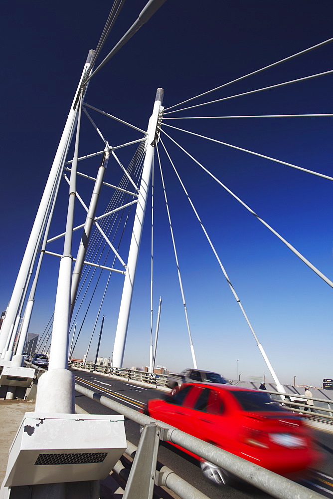 Cars crossing Nelson Mandela Bridge, Newtown, Johannesburg, Gauteng, South Africa, Africa