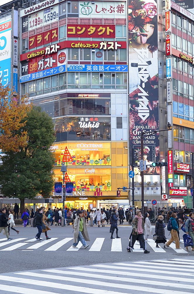 People crossing Shibuya Crossing, Shibuya, Tokyo, Honshu, Japan, Asia