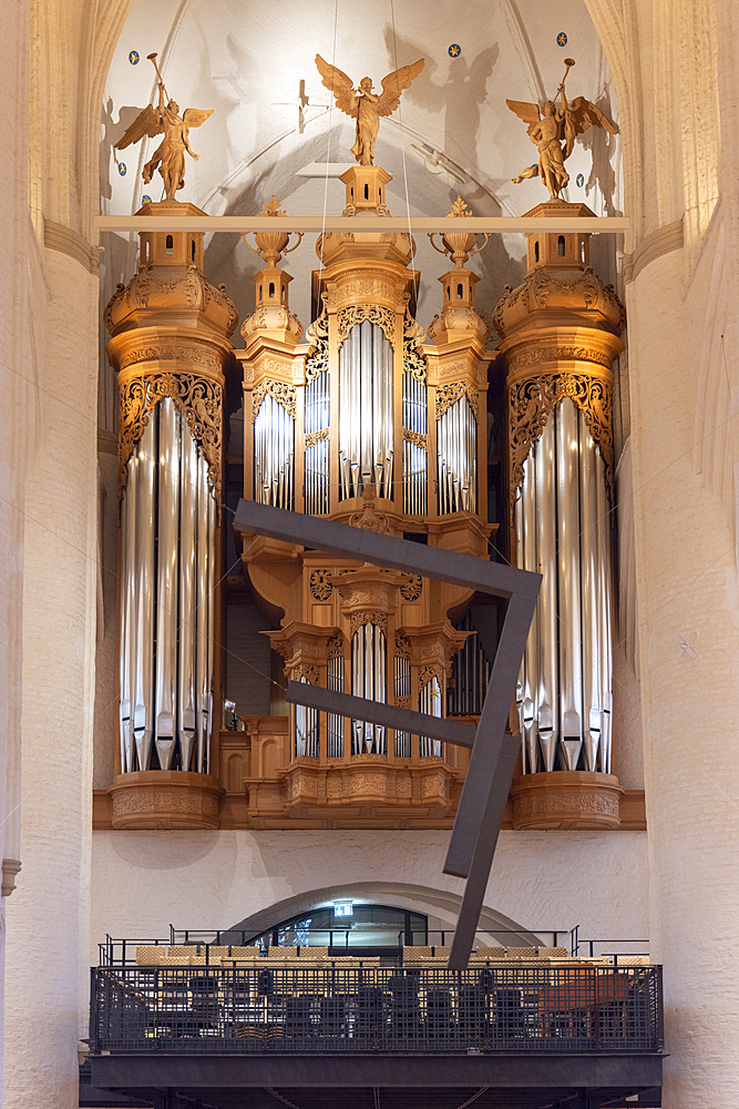 Organ inside St. Catherine Church, Hamburg, Germany, Europe