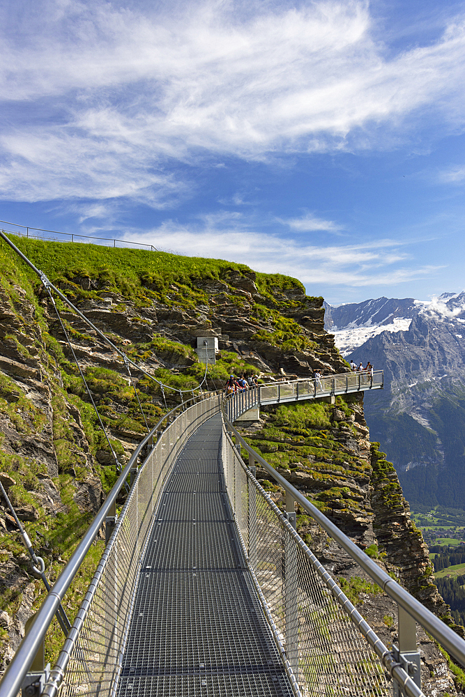 People on First Cliff Walk, First, Jungfrau Region, Berner Oberland, Switzerland