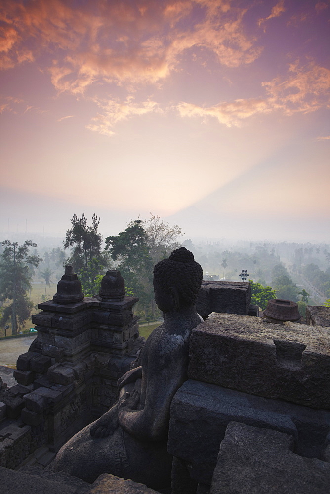 Borobudur Temple at sunrise, UNESCO World Heritage Site, Java, Indonesia, Southeast Asia, Asia