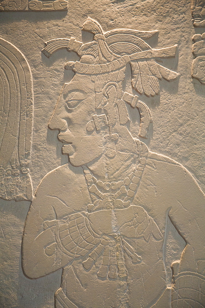 Stucco motif of a slave, Archaeological Museum of Palenque, Palenque Archaeological Zone, Chiapas, Mexico, North America