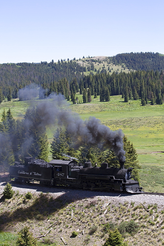 New Mexico and Colorado, Cumbres and Toltec Scenic Railroad, National Historic Landmark, narrow guage, steam powered locomotives, United States of America, North America