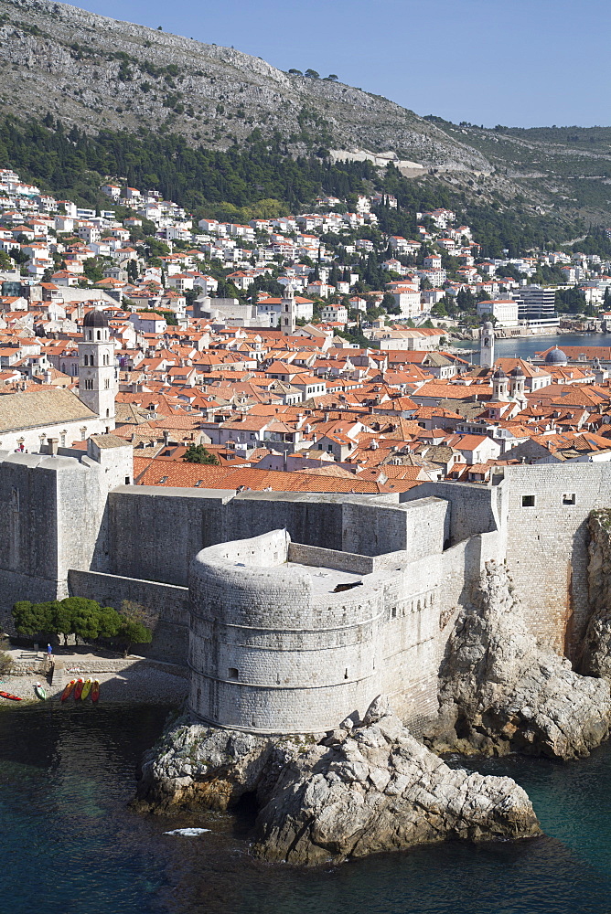 Fort Bokar, the round structure in front, Old Town, UNESCO World Heritage Site, Dubrovnik, Croatia, Europe