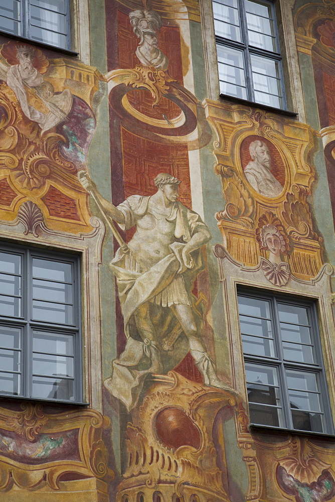 Murals on the Old City Hall (Altes Rathaus), re-built in 1467, painted by Johann Anwandar around 1756, Bamberg, Bavaria, Germany, Europe