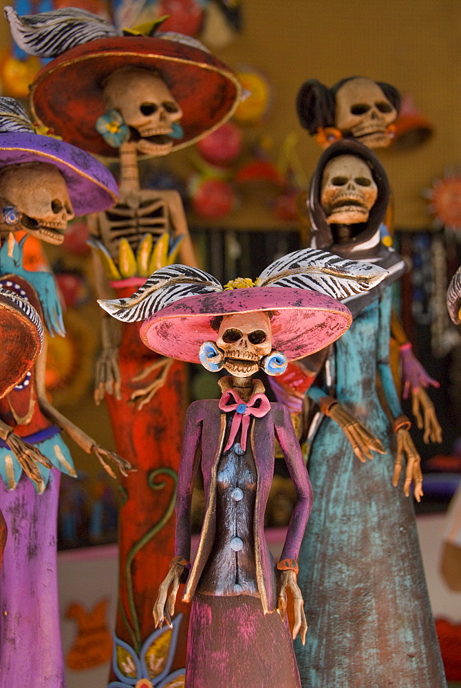 Detail of figurines on sale for the Day of the Dead celebration, San Miguel de Allende, Guanajuato, Mexico, North America