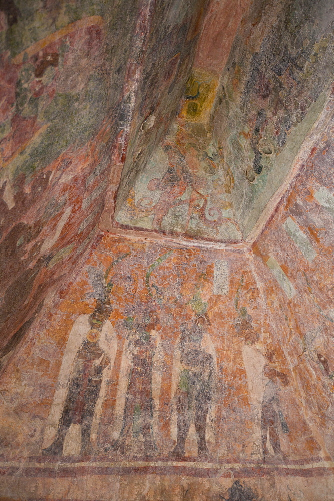 Murals, Room 1, Building 1, Mayan Archaeological Site, Bonampak, Chiapas, Mexico, North America