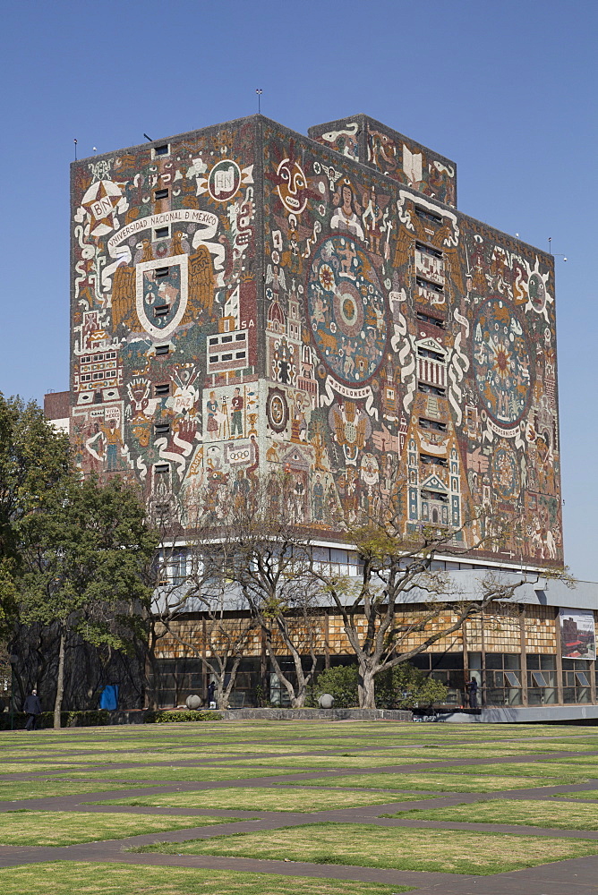 Central Library, tiled fresco by Juan Gorman, National Autonomous University of Mexico, Mexico City, Mexico, North America