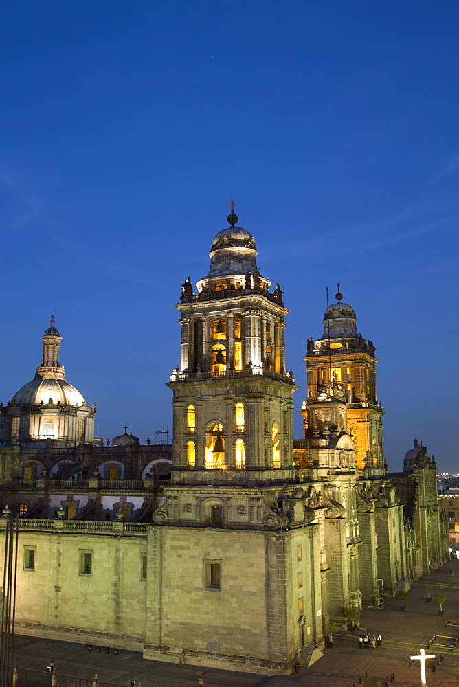 Metropolitan Cathedral in the evening. Mexico City, Mexico, North America