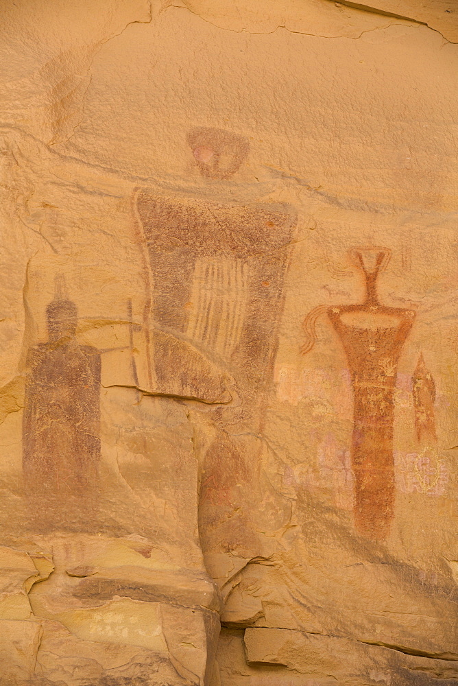 Sego Canyon Rock Art Panal, Barrier Canyon style pictographs, near Thompson, Utah, United States of America, North America