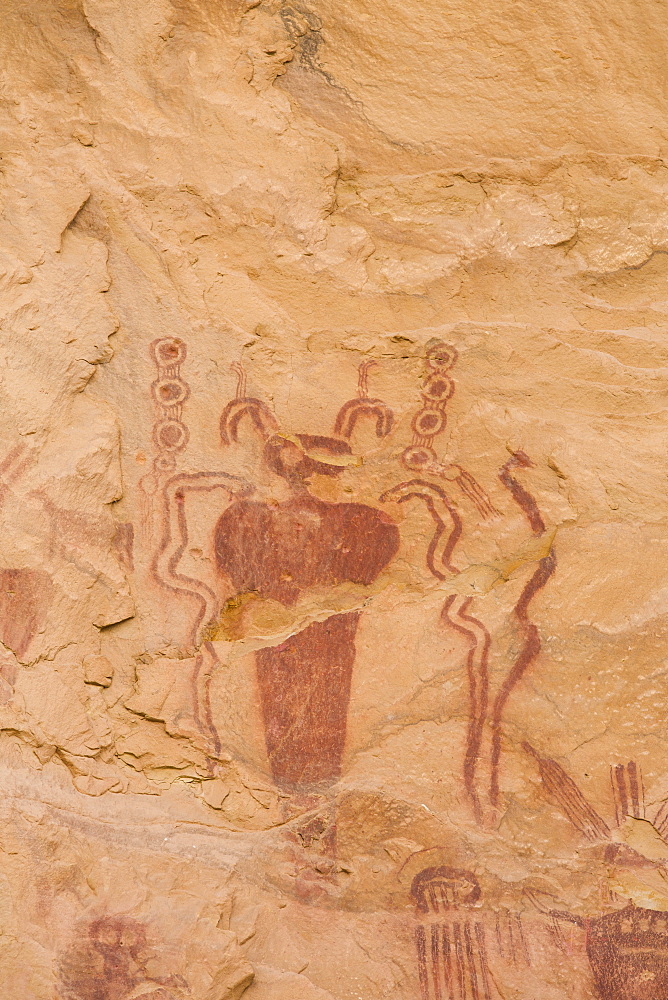 Sego Canyon Rock Art Panal, Barrier Canyon style pictographs, near Thompson, Utah, United States of America, North America