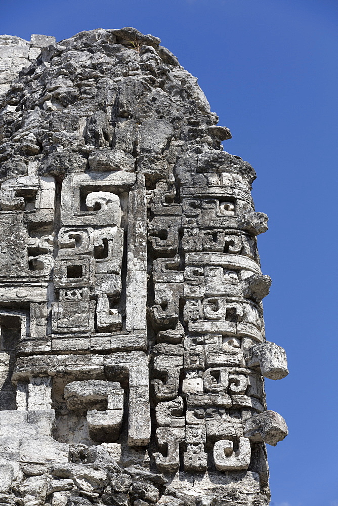 Chac masks, Structure XX, Chicanna, Mayan archaeological site, mixture of Chenes and Rio Bec styles, Late Classic Period, Campeche, Mexico, North America