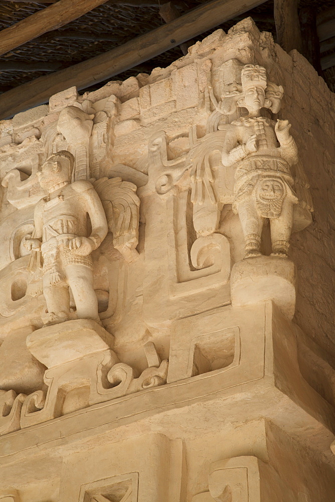 Stucco sculpture, Tomb of Ukit Kan Lek Tok, Mayan Ruler, The Acropolis, Ek Balam, Mayan archaeological site, Yucatan, Mexico, North America