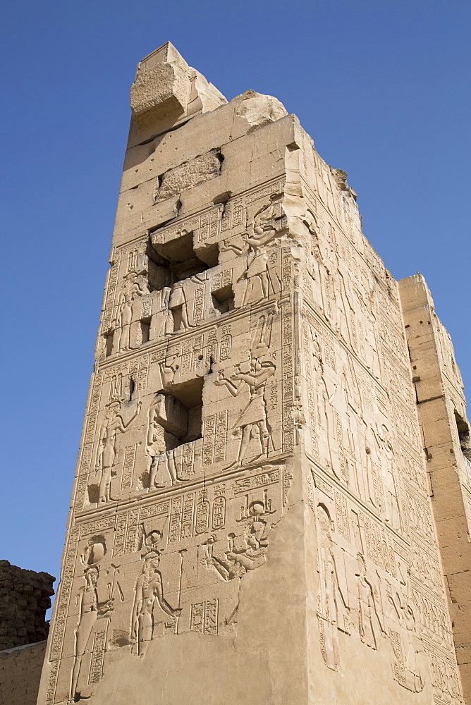 Bas-relief on the Gate of Neos Dionysos, Temple of Haroeris and Sobek, Kom Ombo, Egypt, North Africa, Africa