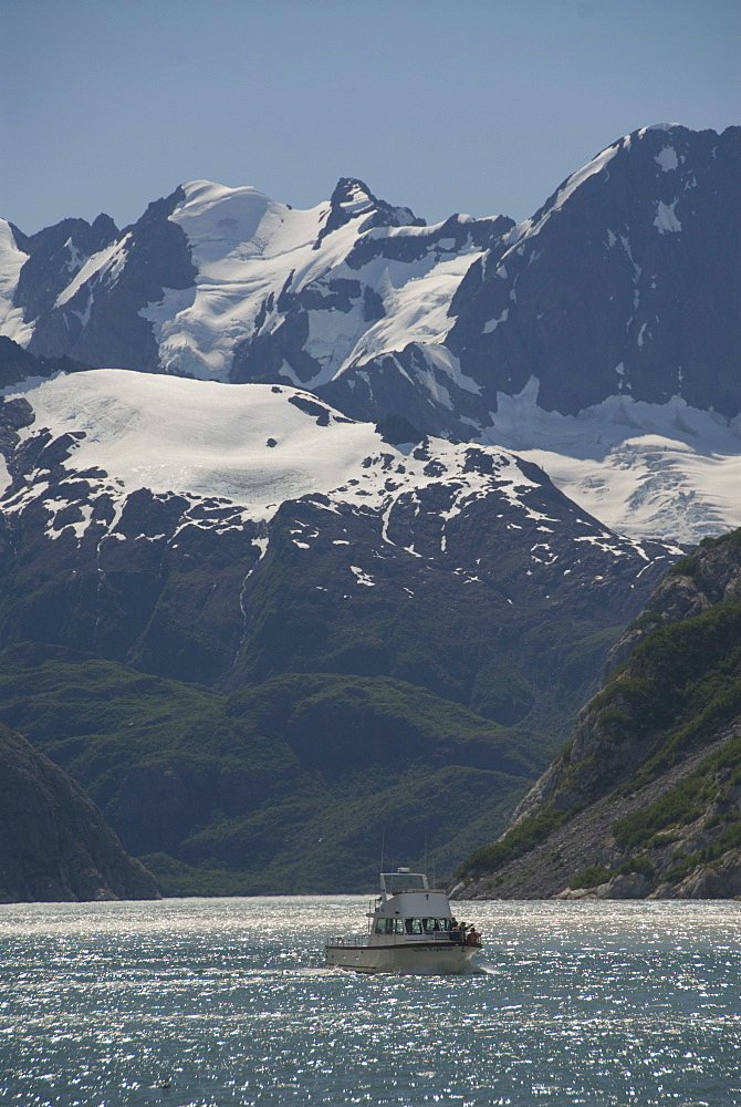 Tourist boat, Kenai National Fjord, Prince William Sound, Alaska, United States of America, North America