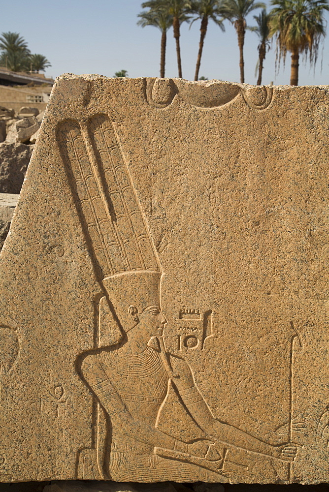 Bas-relief of the God Amun, Karnak Temple, Luxor, Thebes, UNESCO World Heritage Site, Egypt, North Africa, Africa