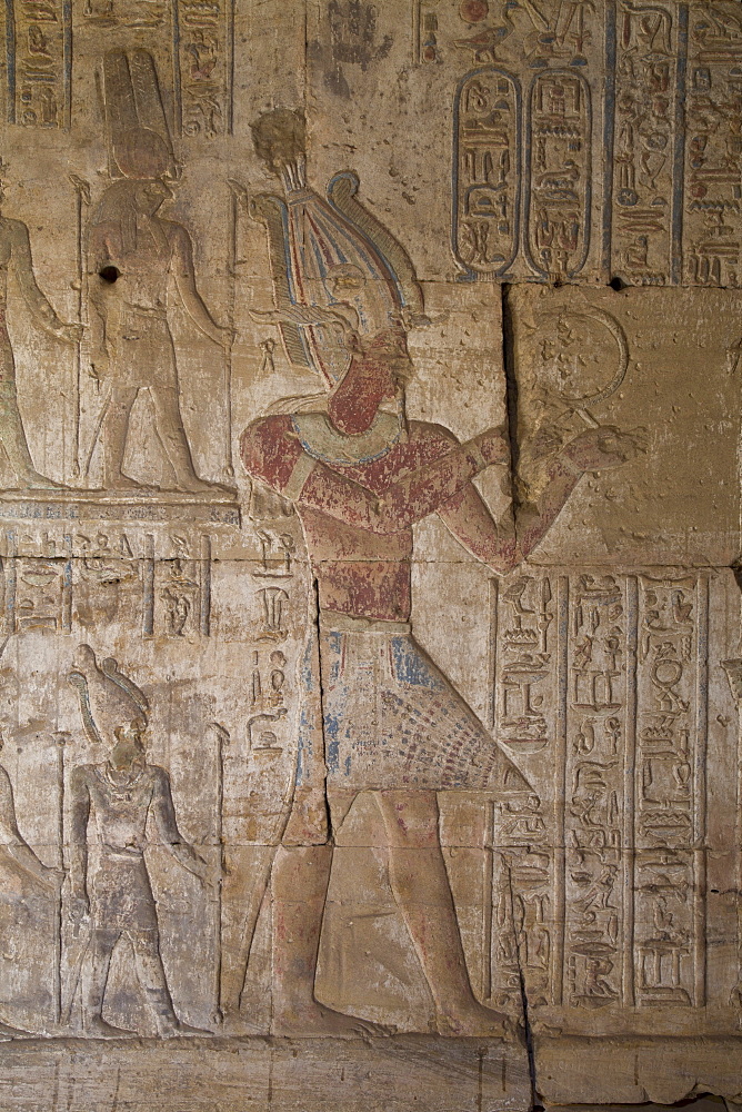 Bas-reliefs inside the Temple of Opet, Karnak Temple, Luxor, Thebes, UNESCO World Heritage Site, Egypt, North Africa, Africa