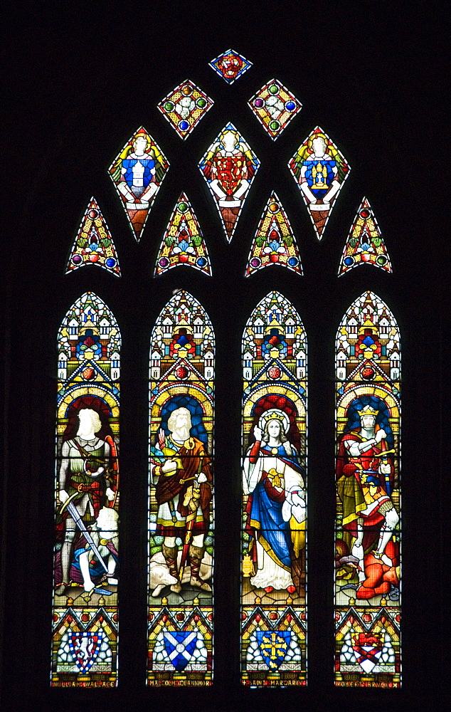 Stained glass windows, Dunfermline Abbey, Dunfermline, Fife, Scotland, United Kingdom, Europe