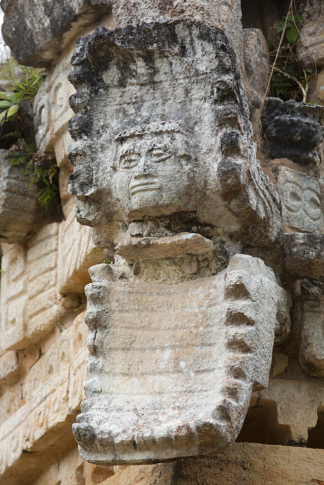 Serpent Mouth, with Human Mask, Palace, Labna Archaeological Site, Mayan Ruins, Puuc style, Yucatan, Mexico, North America