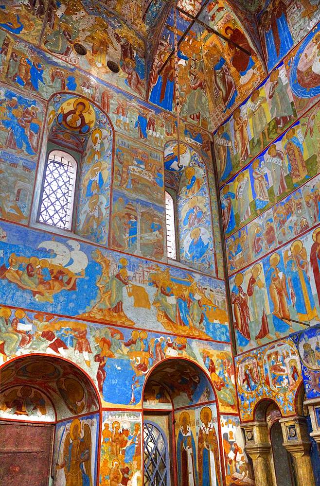 Frescoes, St. John the Theologian's Gate Church, Kremlin, Rostov Veliky, Golden Ring, Yaroslavl Oblast, Russia, Europe