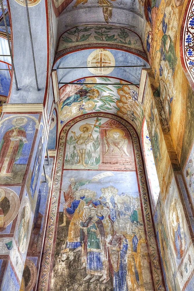 Frescoes, Church of the Nativity of the Virgin, built 1158, UNESCO World Heritage Site, north of Vladimir, Russia, Europe