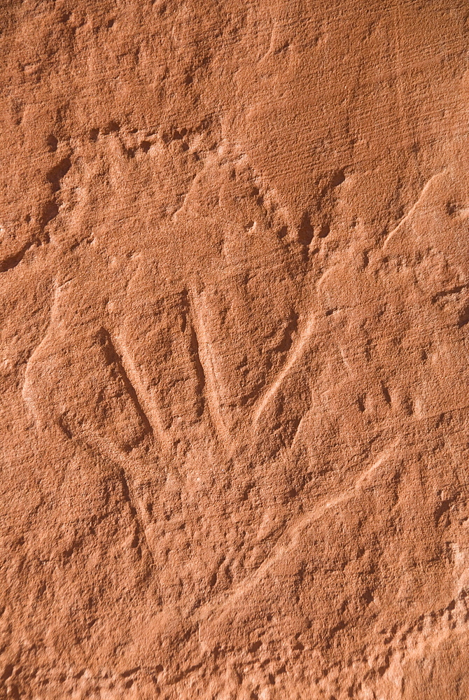 Old Anasazi Indian petroglyph, Mystery Valley, Monument Valley Navajo Tribal Park, Utah, United States of America, North America