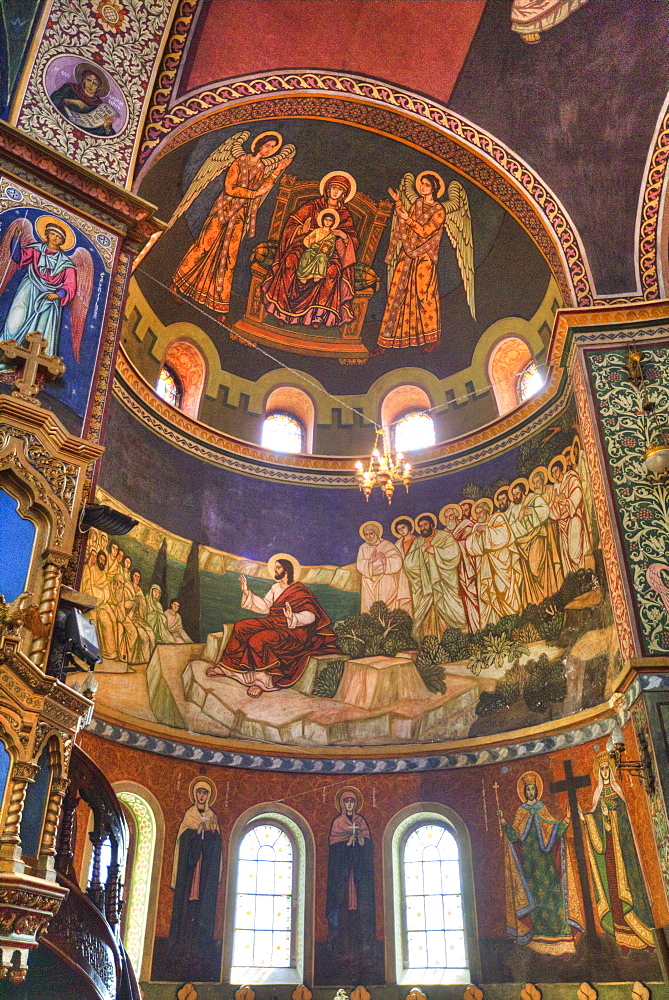 Frescoes, Holy Trinity Cathedral, founded 1902, Sibiu, Transylvania Region, Romania, Europe